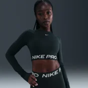 Nike Pro Womens Dri-FIT Cropped Long-Sleeve Top - Green - Polyester/Elastane