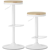 HOMCOM HOMCOM barski stol kavčukovec les, jeklo 38,5D x 38,5Š x 60 80V cm Naraven les+Bel, (5000242625)