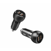 LDNIO C503Q Quick Charge dual auto punjac sa iPhone kablom crni