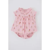 DEFACTO Baby Girl Fun Printed Combed Cotton Short Sleeve Jumpsuit