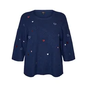 Zizzi Pulover Msunny Heart mornarska/svetlo roza/rdeča/bela