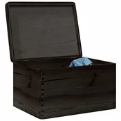 Drvena kutija s poklopcem crna 40x30x23 cm puno drvo bor