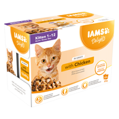 36 + 12 gratis! 48 x 85 g IAMS mokra hrana za macke - Delights Kitten: piletina u umaku