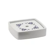 CIXI freestanding soap dish, porcelain, white/blue - Bela - 105x30x105 mm - Gedy - CIXI - 24 - Porcelan - Posoda za milo - Kvadratni - 105 - 30 - 105 - 14