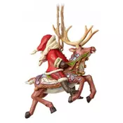 Santa Riding Reindeer Hanging Ornament Figure