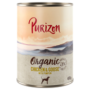 Ekonomično pakiranje Purizon Organic 24 x 400 g - Piletina i guščetina s bundevom
