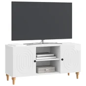 TV omarica Bela visok sijaj 102 x 34,5 x 50 cm Inženirski les
