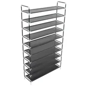 Stalak za cipele s 10 polica od metala i netkane tkanine crni