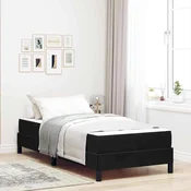 Vidaxl Postelja z vzmetnico z vzmetnico Črna 90 x 220 cm blago