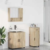 vidaXL Komplet pohištva za kopalnico s predalom 3 pcs sonoma hrast