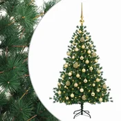 Vidaxl Umetna božična jelka z bučko 120 cm 150 LED Toplo bela
