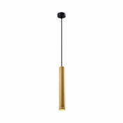 Crna viseca svjetiljka s drvenim sjenilom o 7 cm Tubo – Candellux Lighting