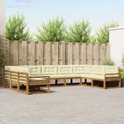 Set vanjskih sofa 9 kom. Prirodna i krem