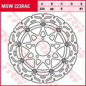 TRW ZF Sprednji zavorni disk Suzuki GSX-R 600 97-03, GSX-R 750 96-03, GSX-R 1000 01-02, TL 1000R 98-99, TL 1000S 97-01, GSX 1300R Hayabusa 99-07, GSX 1400 01-07 (320X69X5MM) wave