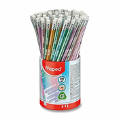 Maped Grafitni svinčnik Black'Peps Glitter trdote HB z gumo, 72 kosov