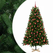 Vidaxl Umetna božična jelka z bučko 210 cm 300 LED Toplo bela PVC