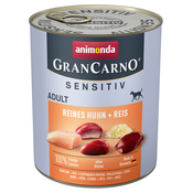 Varčno pakiranje Animonda GranCarno Adult Sensitive 24 x 800 g - Čisti piščanec in riž