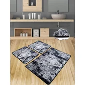 Lessentiel Maison Kupatilski otirac Tiger, 3 komada, Crno-sivi