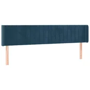Vidaxl Vzglavje z ušesi temno modro 163x16x78/88 cm žamet