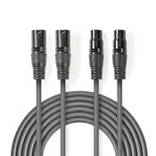 Nedis Uravnotežen zvočni kabel | 2x XLR 3-polni moški | 2x XLR 3-pin ženski | Ponikljano | 5,00 m | Okrogla | PVC | Temno siva | Kartonski ovoj