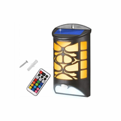 Solarna stenska svetilka dekorativna 30x smd led + rgb + daljinski upravljalnik, senzor gibanja, 1800mah baterija, zvok dobrodošlice