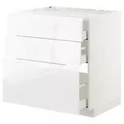 METOD / MAXIMERA Pod.ormar.grej.ploca/3front/3fiok, bela/Voxtorp v. sjaj bela, 80x60 cm