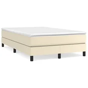 Vidaxl Posteljni okvir z vzmetmi krem 120x200 cm umetno usnje