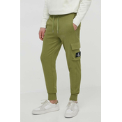 Bombažen spodnji del trenirke Calvin Klein Jeans zelena barva