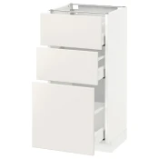 METOD / MAXIMERA Podni ormaric s 3 fioke, bela/Veddinge bela, 40x37 cm