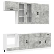 vidaXL Set omar s predalom z vrati 8 pcs Betonsko siva Konstruiran les