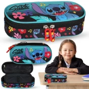 Disney DISNEY Stitch Mint-črna Šolska torbica s PREDALČNI, vrečka za dekle 5x20x9cm