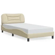 Vidaxl Posteljni okvir brez vzmetnice Hvar krem 100x200 cm blago