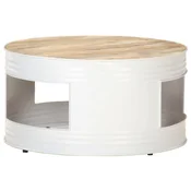 Vidaxl Klubska mizica bela 68x68x36 cm trden mangov les