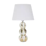 Bijela/u zlatnoj boji stolna lampa keramicka s tekstilnim sjenilom (visina 46 cm) Glam Balls – Mauro Ferretti