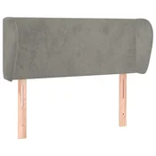 Vidaxl Vzglavje z ušesi svetlo sivo 93x23x78/88 cm žamet