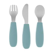 PETITE&MARS Komplet jedilnega pribora iz nerjavečega jekla s silikonskim ročajem 12 m+ Take&Match, Frosted Sky