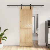 vidaXL Drsna vrata Naravna in črna 70 x 210 cm Masiven borov les