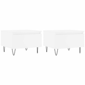 Vidaxl Klubska mizica 2 kosa bela 50x46x35 cm inženirski les