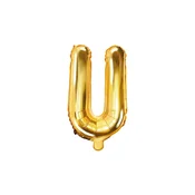 PartyDeco Folija balon črka U zlata 35 cm