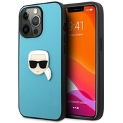 Karl Lagerfeld KLHCP13XPKMB iPhone 13 Pro Max 6,7 blue hardcase Leather Ikonik Karl`s Head Metal (KLHCP13XPKMB)
