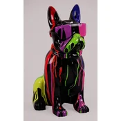 Casa Padrino luxury decorative figure bulldog dog black/multicolored H. 65 cm - Resin decorative sculpture - Living room decoration - Luxury decorative animal figure