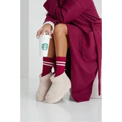 Milena Womens socks braid with stripes burgundy