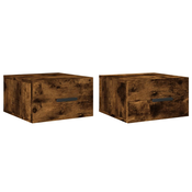 MAISON CHIC Stenski Dvo delni komplet Nočne omarice - Nočne mize dimljeni hrast 35x35x20 cm, (21687054)