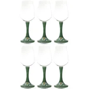 Casa Padrino luxury wine glass set of 6 green/multicolored H. 23.5 cm - Handmade & hand-painted wine glasses - Hotel & Restaurant Accessories - Luxury quality - Made in Italy