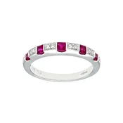 DIAMANT LETERNEL Prstan Eternity-Ring aus 375 Weißgold mit Diamant mit Rubin srebrna