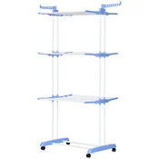 HOMCOM HOMCOM zložljiva 4-stopenjska linija za oblačila z vrtljivimi stranskimi krili in 4 kolesi, jeklo in PP, 73x64x177 cm, bela in srebrna, (20755338)