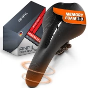 ANFIL Kolesarski Sedež z Blazino – Ergonomski Gel Sedež za Moške in Ženske – Udoben, Mehak, Blaži Udarce & Dihajoč – Za MTB, Cestna, Mesta & Vadbena Kolesa – Vodoodporna Memory Foam Oblika, MTB/MTB