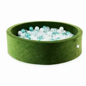 Mi Suhi bazen 110x30 Velvet Soft Olive s 400 kuglica: prozirna, biserna, metalik tirkizna