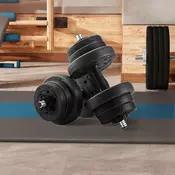 Songmics Set uteži 2 v 1 s povezovalno jekleno palico 2x10 kg Črna