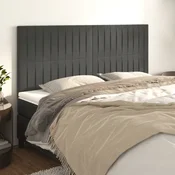 Vidaxl Vzglavje postelje temno sivo 200x5x118/128 cm žamet